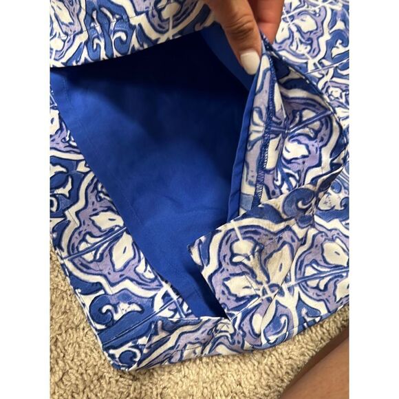 The Limited Round Neck Blue Geometric Print Cap Sleeve Mini Sheath Dress XS - Picture 4 of 4